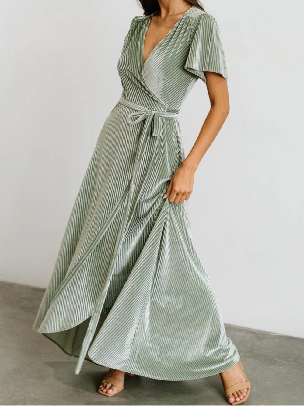 Baltic Born Sage Green Wrap Dress Size Large - Picture 9 of 9